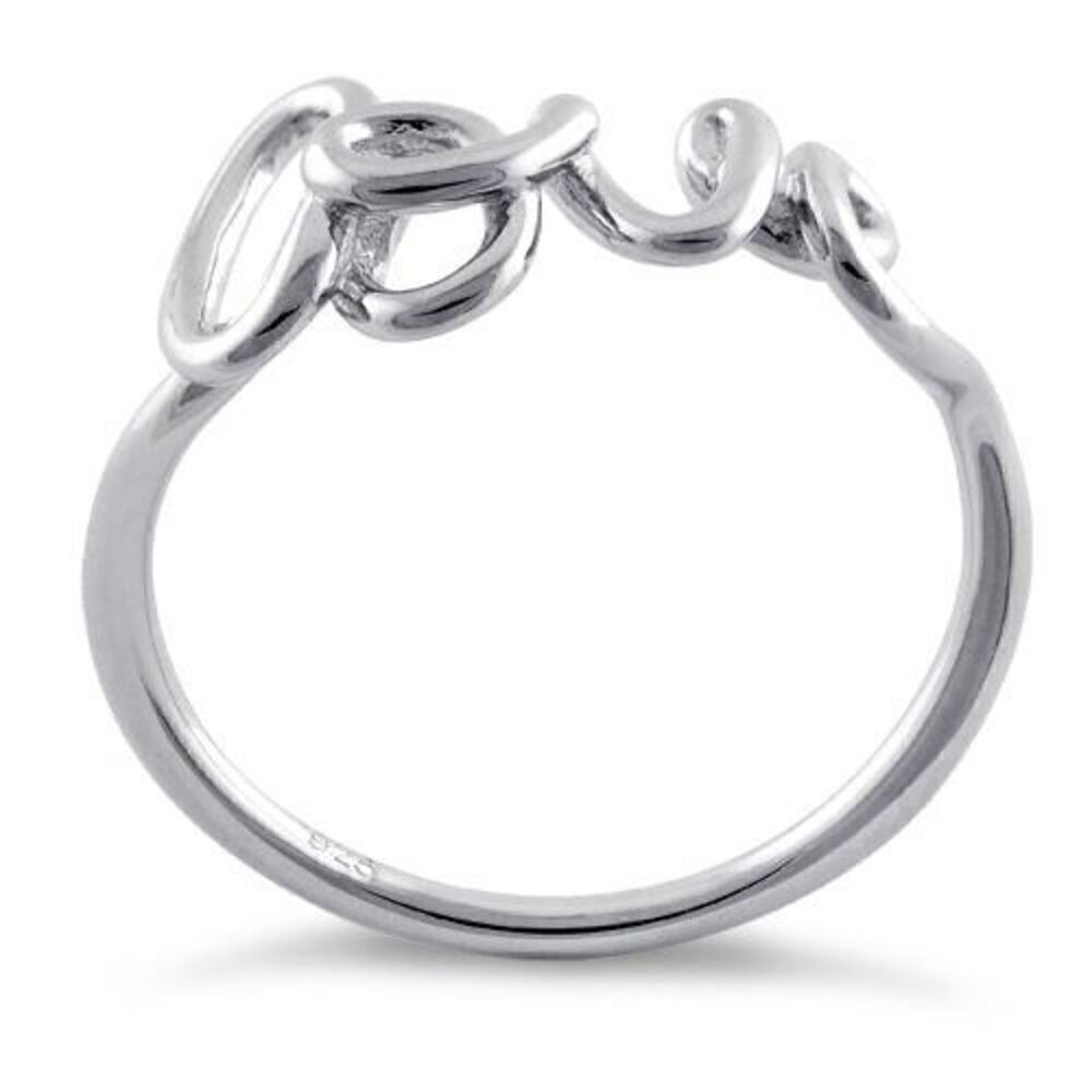 New Solid Sterling Silver Love Script Ring - Picture 3 of 5